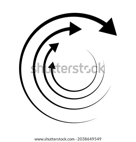 Rotating arrows. Concentric, radial, and circular arrow element. Cycle-cyclical cursor, pointer icon