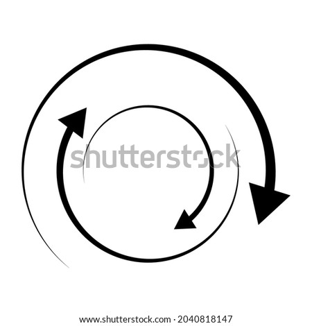 Rotating arrows. Concentric, radial, and circular arrow element. Cycle-cyclical cursor, pointer icon
