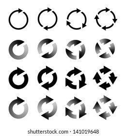 Rotating Arrows Set. Refresh, Reload, Recycle Sign. Vector Illustration