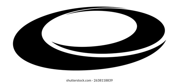 Rotating art lines in circle shape as symbol, logo or icon. Design element with perspective view.