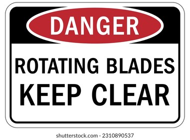 Rotating blade hazard sign and labels