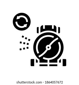 rotating blade of lawn mower glyph icon vector. rotating blade of lawn mower sign. isolated contour symbol black illustration