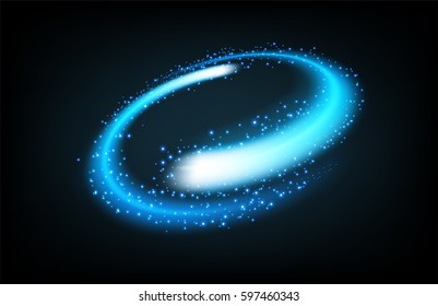 Rotating blue light shiny with sparkles flat perspective view, Suitable for product advertising, product design, and other. Vector Illustration