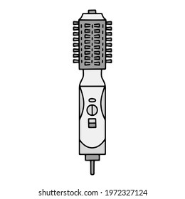 Rotating brush and hair dryer linear vector icon