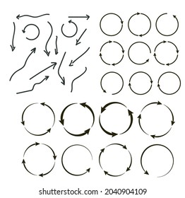 Rotating, circular, cyclic arrows. Recurrence sign. Flip over or turn arrow. Reverse sign