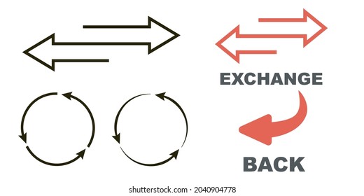 Rotating, circular, cyclic arrows. Recurrence sign. Flip over or turn arrow. Reverse sign