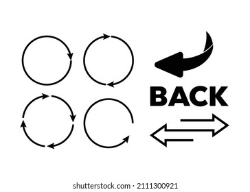 Rotating, circular, cyclic arrows. Recurrence sign. Flip over or turn arrow. Reverse sign