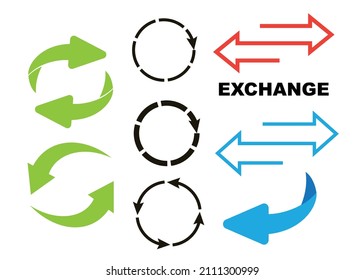 Rotating, circular, cyclic arrows. Recurrence sign. Flip over or turn arrow. Reverse sign