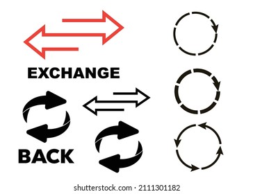 Rotating, circular, cyclic arrows. Recurrence sign. Flip over or turn arrow. Reverse sign