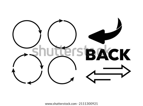 Rotating, circular, cyclic arrows.\
Recurrence sign. Flip over or turn arrow. Reverse\
sign