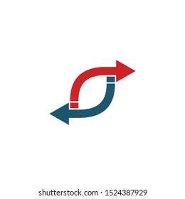 Rotating, circular, cyclic arrows. Spin, twist, rotation, change, sync, synchronization, reverse, refresh, swap, update concept. Vector illustration