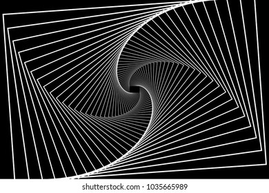  Rotating concentric rectangle, Square optical illusion pattern - black and white, Geometric abstract background