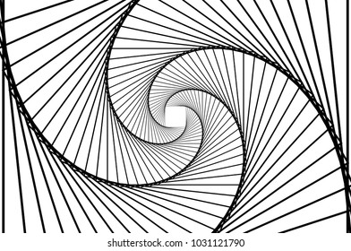  Rotating concentric squares, Square optical illusion pattern - black and white, Geometric abstract background
