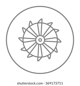 Rotating cutting drum of coal machine line icon.