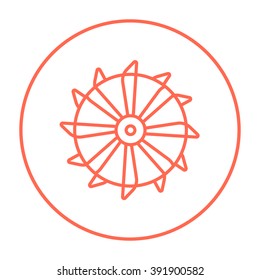 Rotating cutting drum of coal machine line icon.