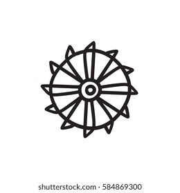 Rotating cutting drum of coal machine vector sketch icon isolated on background. Hand drawn cutting drum of coal machine icon. Cutting drum of coal machine sketch icon for infographic, website or app.