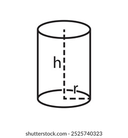 rotating cylinder formula outline vector design illustration isolated background