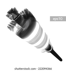 Rotating drill - perspective vector illustration