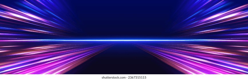 Rotating dynamic neon circle. Colored shiny sparks of spiral wave. Curved bright speed line swirls. Abstract background rotational border lines. 