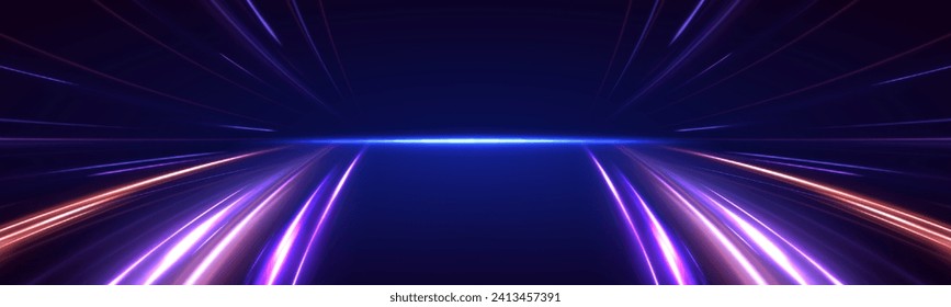 Rotating dynamic neon circle. Colored shiny sparks of spiral wave. Curved bright speed line swirls. Abstract background rotational border lines.	