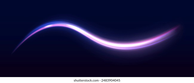 Rotating dynamic neon circle. Colored shiny sparks of spiral wave. Curved bright speed line swirls. Abstract background rotational border lines.	