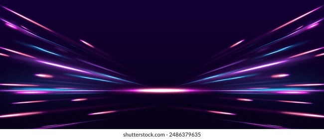 Rotating dynamic neon circle. Colored shiny sparks of spiral wave. Curved bright speed line swirls. Abstract background rotational border lines.	
