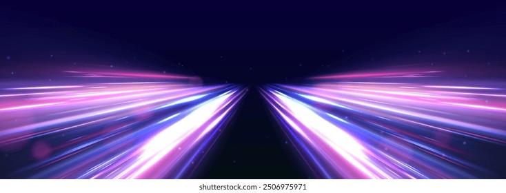 Rotating dynamic neon circle. Colored shiny sparks of spiral wave. Curved bright speed line swirls. Abstract background rotational border lines.	