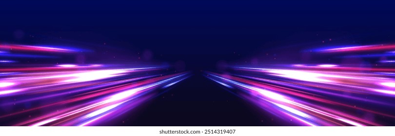 Rotating dynamic neon circle. Colored shiny sparks of spiral wave. Curved bright speed line swirls. Abstract background rotational border lines.	