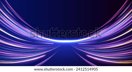 Rotating dynamic neon circle. Colored shiny sparks of spiral wave. Curved bright speed line swirls. Abstract background rotational border lines.	