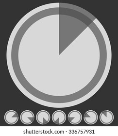 Rotating empty radar screen or sonar display. Segmented circles with thin slices.