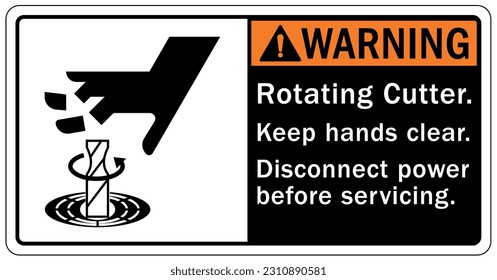 Rotating equipment hazard sign and labels