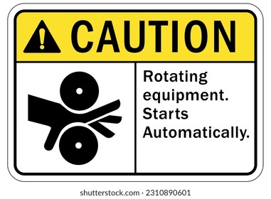 Rotating equipment hazard sign and labels