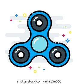 Rotating fidget spinner toy colorful line isolated vector style