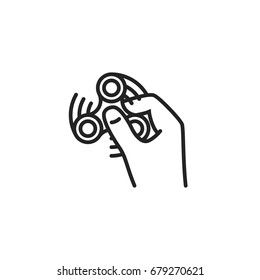 Rotating Fidget Spinner Toy in Hand Icon Vector Isolated
