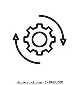 Icono Girar engranaje, símbolo de configuración - signo vectorial aislado en fondo blanco