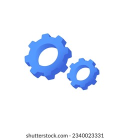 Rotating gears 3d isolated on white background. Vector illustration.