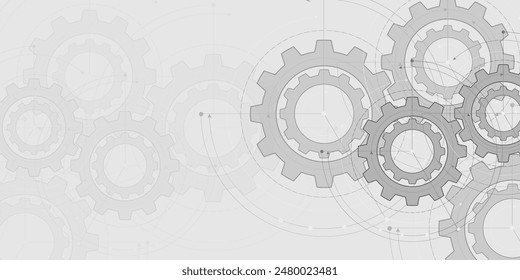 Rotating gears. Engineering industry. Technology Banner. Vector illustration.