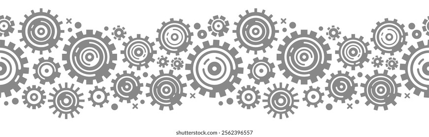 Rotating gears seamless pattern. Mechanical wheels in action, service, engineering process