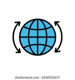 Rotating globe symbolizes global connections icon illustration element