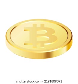 Rotating gold bitcoin coins. Golden cryptocurrency crypto cash, money. Rotating, 3d bitcoin coins. Vector illustration.