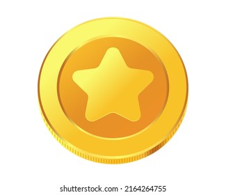 Rotating gold coin. Golden money. Applicable for gambling games, jackpot or bank or financial illustration. Can be used for video game awards, ribbons. Vector illustration.