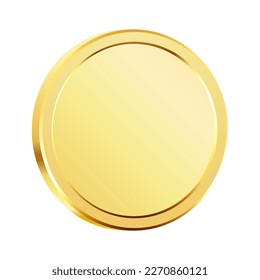 Rotating gold coin. Golden money. Applicable for gambling games, jackpot or bank or financial illustration. Can be used for video game awards, ribbons. Vector illustration.