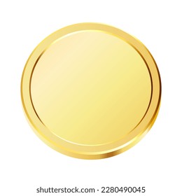 Rotating gold coin. Golden money. Applicable for gambling games, jackpot or bank or financial illustration. Can be used for video game awards, ribbons. Vector illustration.