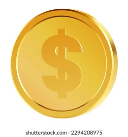 Rotating gold coins with dollar currency sign. 3d dollar coins. Golden money. Applicable for gambling games, jackpot illustration. Vector illustration.