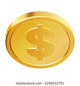 Rotating gold coins with dollar currency sign. 3d dollar coins. Golden money. Applicable for gambling games, jackpot illustration. Vector illustration.