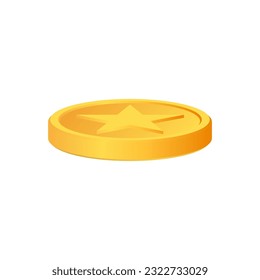 Rotating gold coins with star sign. Award coins. Golden money set. Applicable for gambling games, jackpot illustration. Vector illustration.