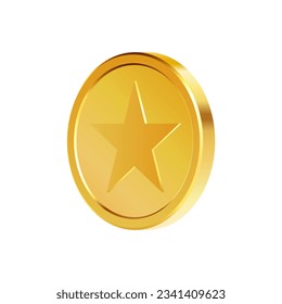 Monedas de oro rotativas con signo de estrella. Monedas de premio. Dinero dorado. Aplicable a juegos de azar, ilustración de jackpot. Ilustración vectorial.