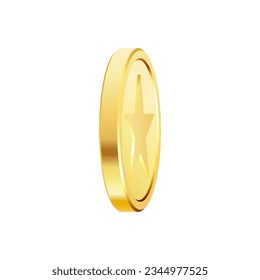 Rotating gold coins with star sign. Award coins. Golden money set. Applicable for gambling games, jackpot illustration. Vector illustration.