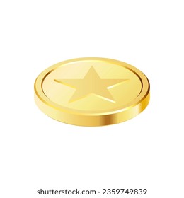 Rotating gold coins with star sign. Award coins. Golden money set. Applicable for gambling games, jackpot illustration. Vector illustration.