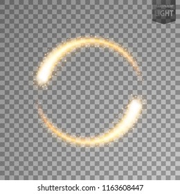 Rotating gold light. isolated on transparent background. Vector Illustration
